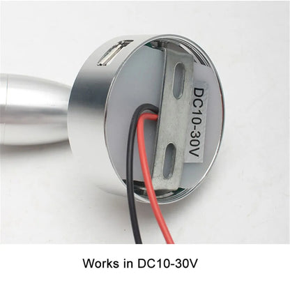 LED RV Reading Light 12V/24V with USB Port – Camper, Boat, Trailer Interior Lamp