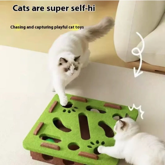 Interactive Maze Cat Toy | Felt Plush Puzzle with Bell Ball