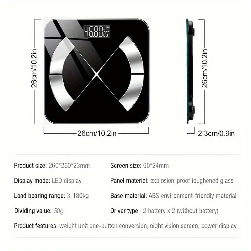 Smart Digital Scale – USB Rechargeable with LED Display and Bluetooth Connectivity