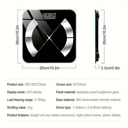Smart Digital Scale – USB Rechargeable with LED Display and Bluetooth Connectivity