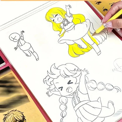 Livre de dessins de personnages d'anime au trait pour débutants - 48 pages de croquis simples tracés à la main pour le décalque et la pratique de la peinture