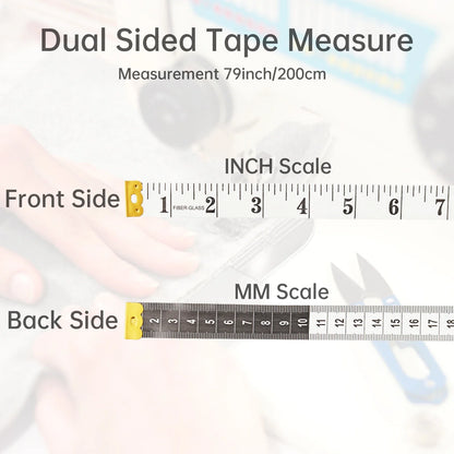 2m White Waist Circumference Soft Tape Measure | Clothing Tailor Measuring Ruler