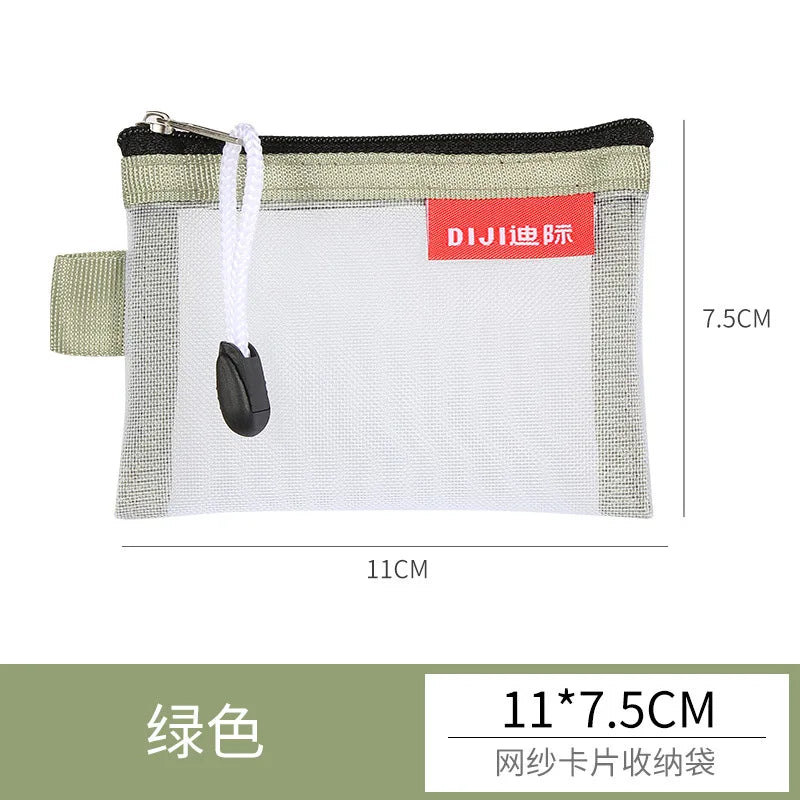 Mini Transparent Mesh Zipper Card Storage Bag | Portable Nylon Coin Purse