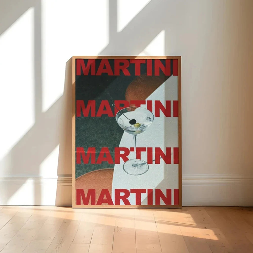 Martini Moderno Retro Cóctel Alcohol Lienzo Minimalista Cuadros y Pósters de Moda para Decoración de Salón