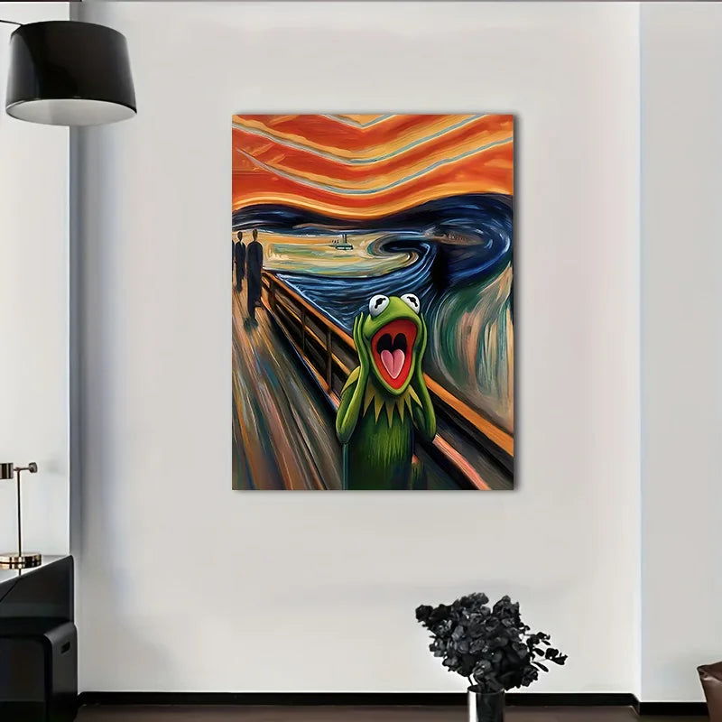 Tableau mural abstrait moderne, peinture de grenouille hurlante, impression sur toile HD, affiche de décoration pour maison, salon, chambre, salle de classe