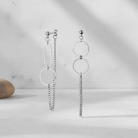 Silver Asymmetrical Geometric Drop Earrings | Trendy Punk Hip Hop Jewelry for Women