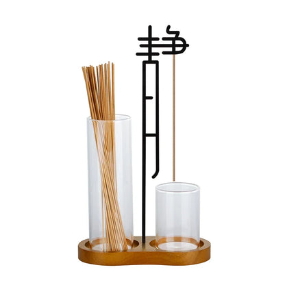 Porte-encens chinois Jing anti-cendres volantes avec cendrier en verre et organiseur de bâtonnets d'encens Décoration intérieure