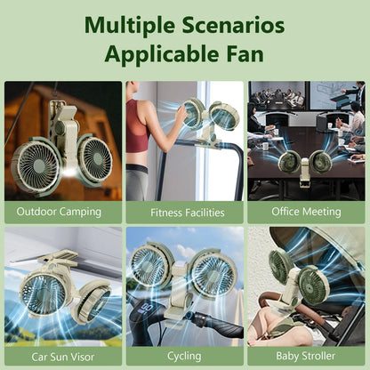 Cool Breeze | Portable Car Fan with Dual Heads & Rechargeable Battery | Adjustable Speed for Comfortable Travel