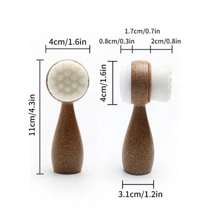 Brosse faciale à poignée en fibres de noix de coco Double face Nettoyant facial Éliminateur de points noirs Nettoyant de pores Brosse exfoliante pour le visage