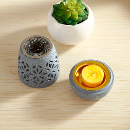 Bougeoir en céramique Support chauffant d'aromathérapie pour herbes Brûleur d'encens d'aromathérapie pour Yoga SPA Aromathérapie