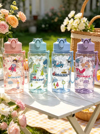 Cartoon Printed Straw Cup 500ml | BPA Free Portable Water Bottle