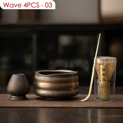 4PCS Outils de préparation de thé japonais Matcha DIY Fouet à Matcha en bambou Cuillère Bol Fouet à thé Brosses Accessoires de cérémonie