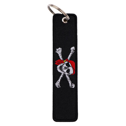 Rock and Roll Key Fob | Black Embroidery Key Tag for Bags and Gifts