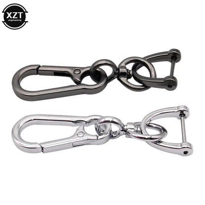 360 Degree D Shape Rotating Horseshoe Buckle Leather Braided Car Keychain | Auto Key Ring Pendant