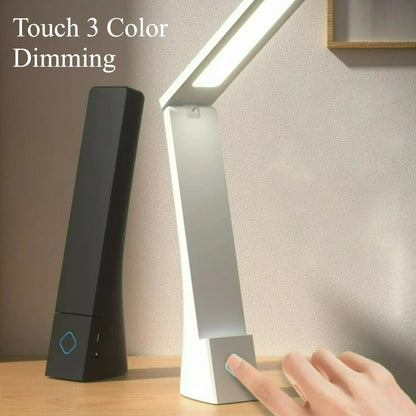 LED Folding Desk Lamp Touch 3 Color Dimming Charging and Pluging Eye Protection Learning Table Lamp Bedroom Bedside Night Light