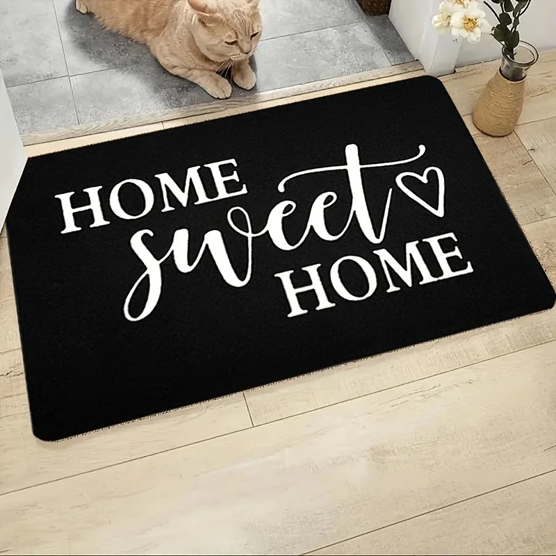 VIKAMA Felpudo de Bienvenida "HOME SWEET HOME" con Diseño de Corazones para el Día de San Valentín, Alfombra Antideslizante para Jardín Exterior, Regalo de Vacaciones, Decoración del Hogar
