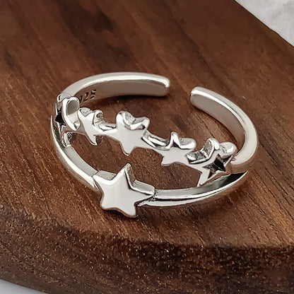 VENTFILLE 925 Sterling Silver Arched Wide Geometric Punk Ring | Asymmetric Cocktail Jewelry