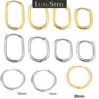 Stainless Steel Hoop Earrings for Women | Hypoallergenic Round Hinged Hoops - 12/14/16mm