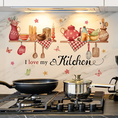 Butterfly Floral Wall Sticker | Kitchen Decor PVC Decal