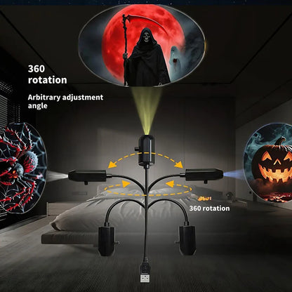 Skull Projection Lamp | Switchable Pattern LED Night Light with USB Power