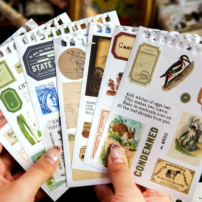 Vintage Collage Paper Stickers | 50 Sheets Retro Washi Tape Sticker Pack