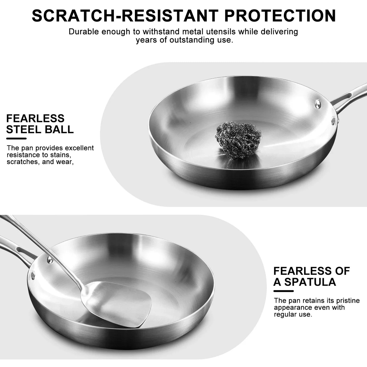 Poêle à frire en acier inoxydable 304, antiadhésive, pour la cuisson des steaks, casserole de cuisine sans revêtement pour cuisinière à gaz et cuisinière à induction
