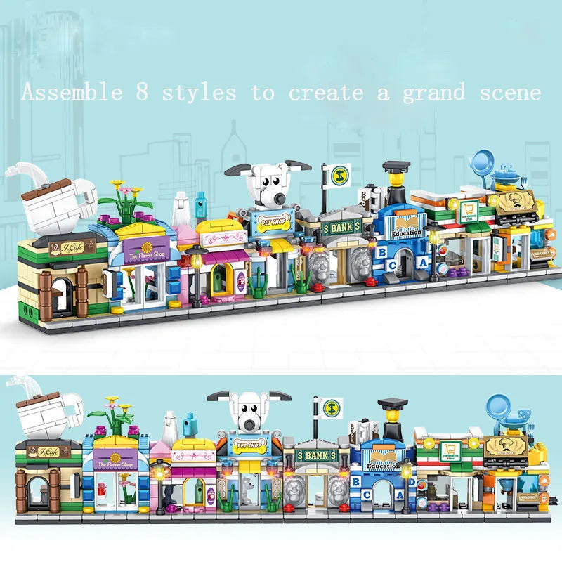 Stackable Building Blocks Toy 8 Pieces | City Street View Set for Kids