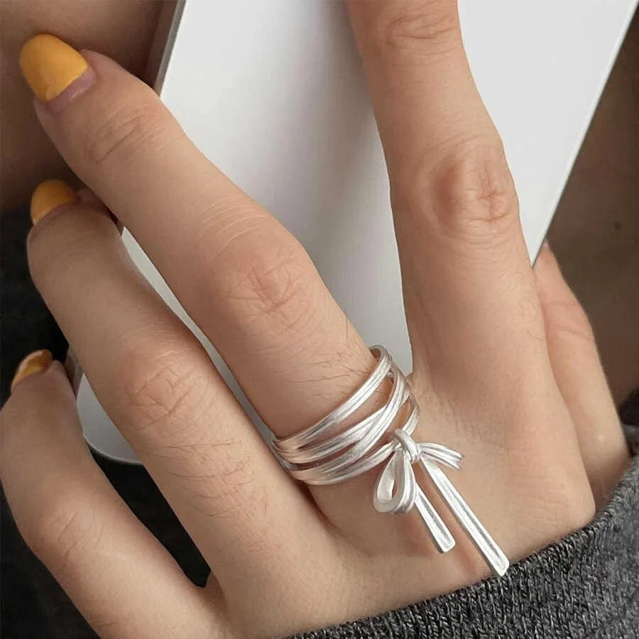 VENTFILLE 925 Sterling Silver Adjustable Rings | Vintage Hip Hop Couples Jewelry
