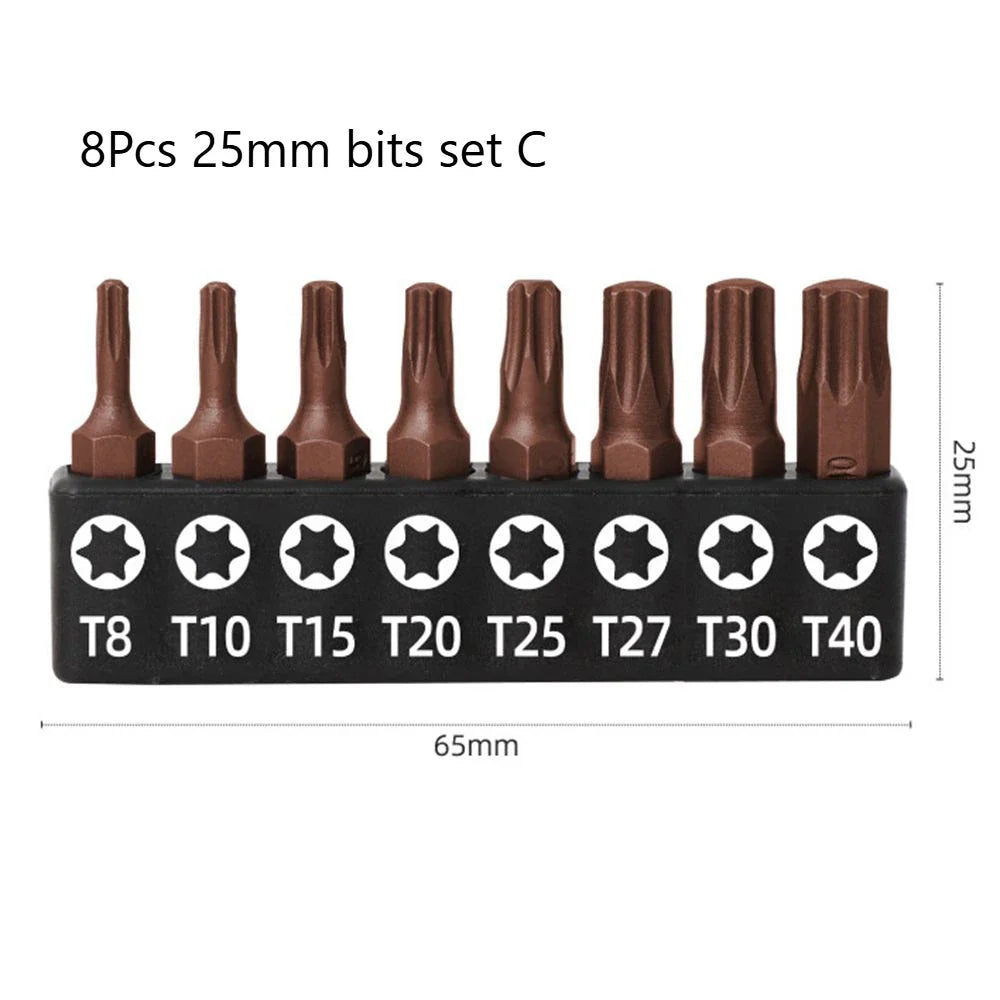 Screwdriver Bits Set 25mm 50mm | S2 Alloy Steel Magnetic Screwdriver Bits for Phillips, Slotted, Hex, Torx