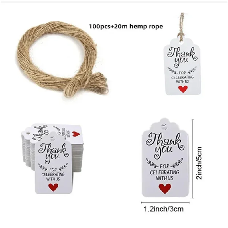 100pcs Kraft Tags with 20m Jute Twine | Handmade Gift Tag Set