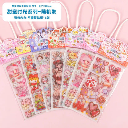 Cute Pink PET Sticker Pack for Scrapbooking and Journaling | 4 Sheets Kawaii Decorative Stickers