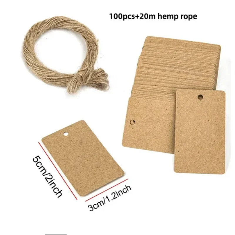 100pcs Kraft Tags with 20m Jute Twine | Handmade Gift Tag Set
