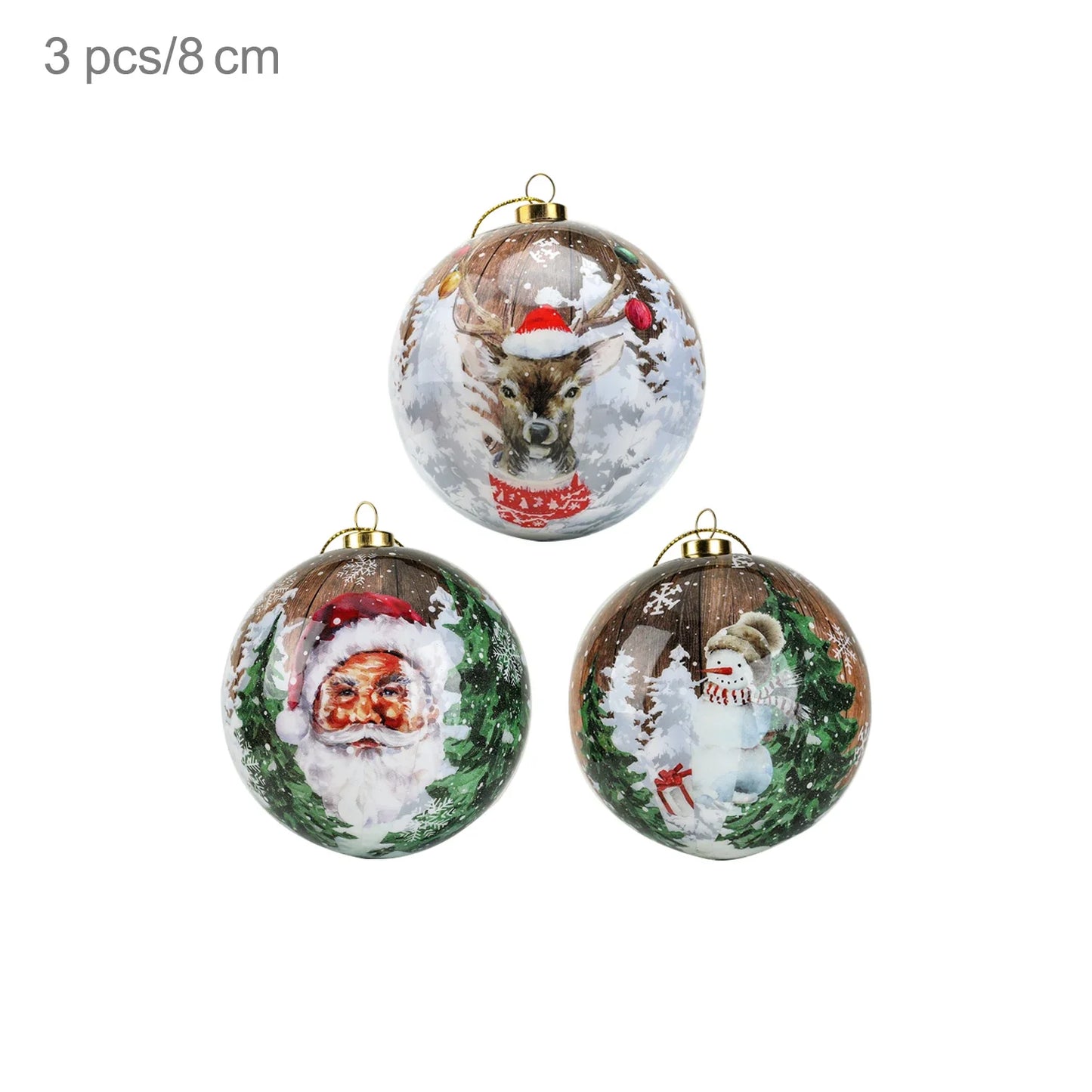 3 boules de Noël 8cm Cadeaux Originaux Décoration de Noël 2024 Décorations de Sapin de Noël Cadeau Pendentifs Boules