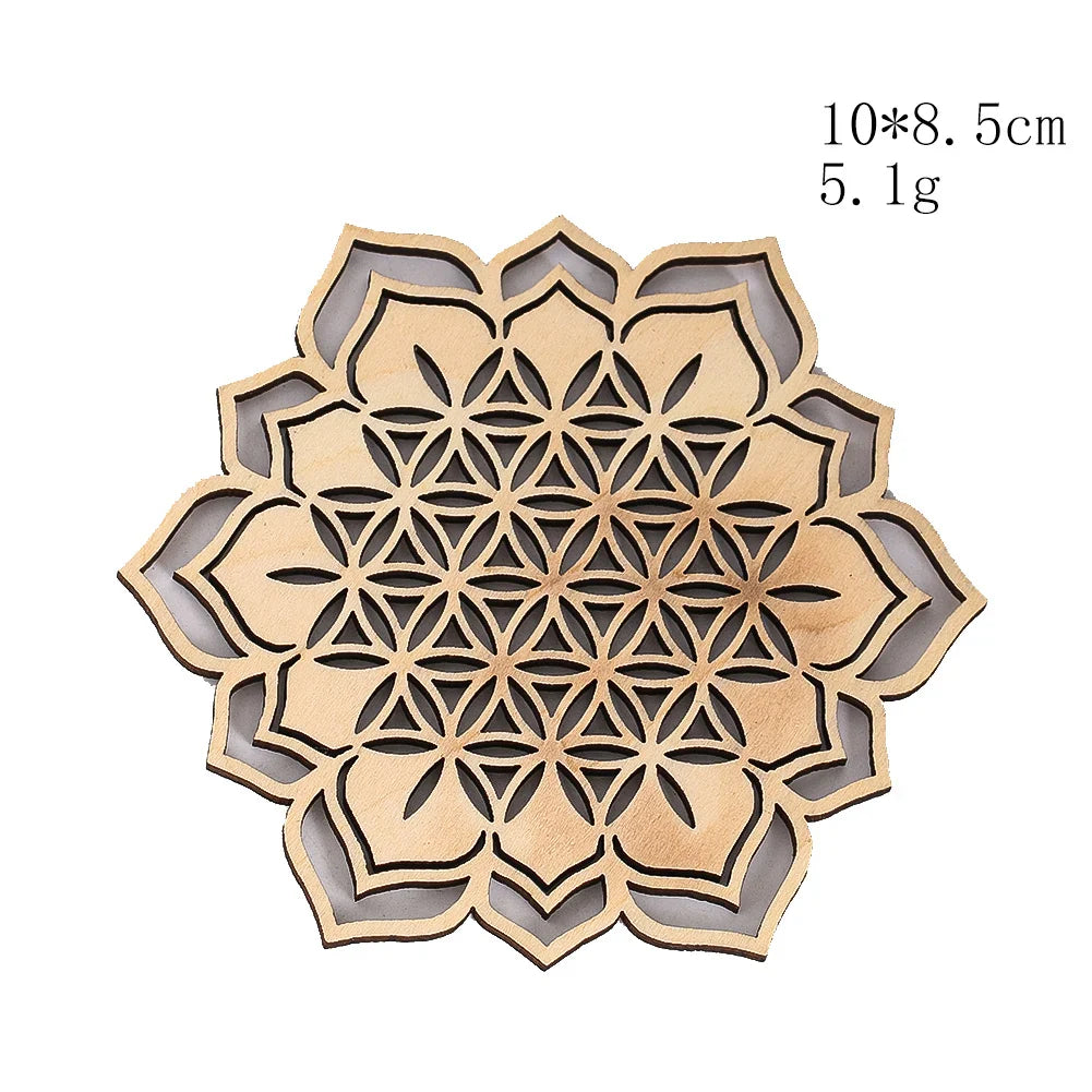 Wooden Sacred Geometry Wall Hanging | Rustic Yoga Meditation Decor