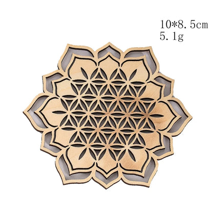 Wooden Sacred Geometry Wall Hanging | Rustic Yoga Meditation Decor
