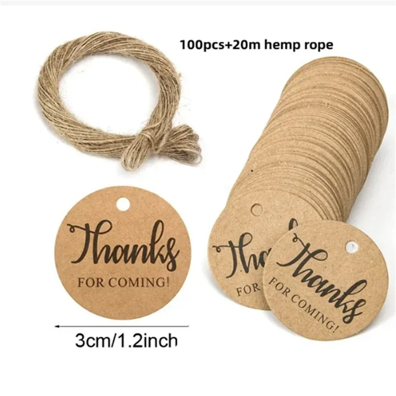 100pcs Kraft Tags with 20m Jute Twine | Handmade Gift Tag Set