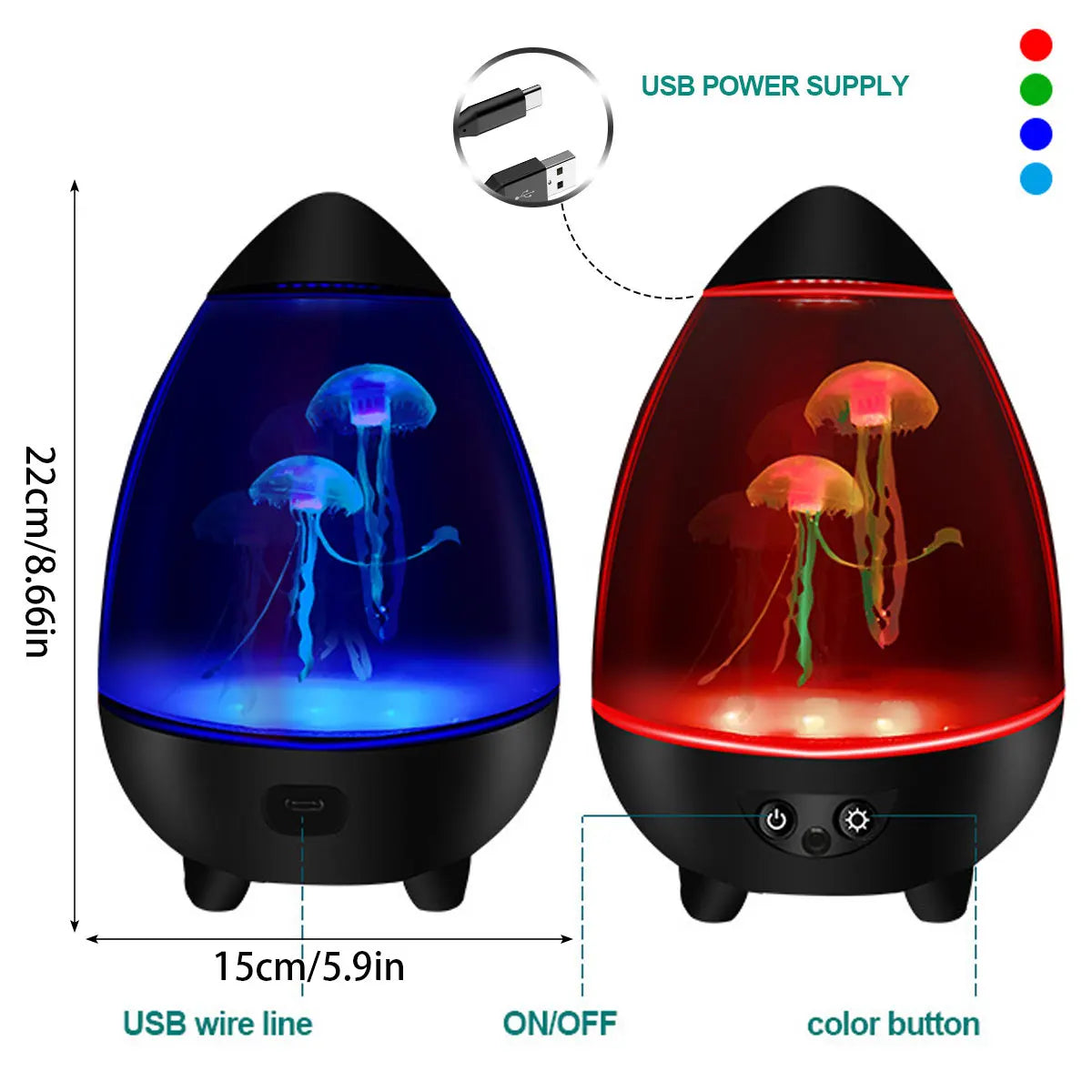 LED Jellyfish Lamp RGB Mood Light USB Night Light with Remote Aquarium Desk Decor