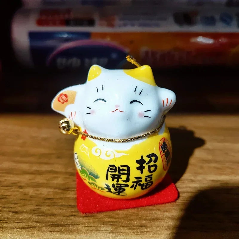 Cerámica Japonesa Daruma Artesanía Gato de la Suerte de Dibujos Animados Adorno de la Fortuna Paisaje Accesorios de Decoración del Hogar Regalos Decoración de la Sala de Estar