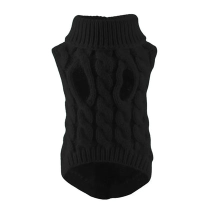 Classic Solid Knit Dog Sweater | Warm Winter Pullover for Small Breeds