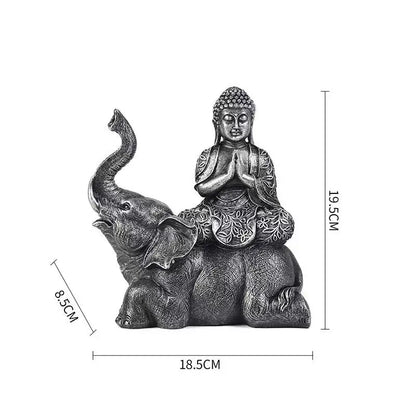 Statue Bouddha Éléphant Thaïlande Bouddha Résine Figurines Bouddhisme Fengshui Hindou Bouddha Assis Figurine Décoration Maison Salon Cadeau