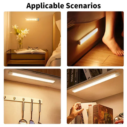 Rechargeable LED Motion Sensor Night Light | Magnetic Strip Light for Cabinet Bedside Closet