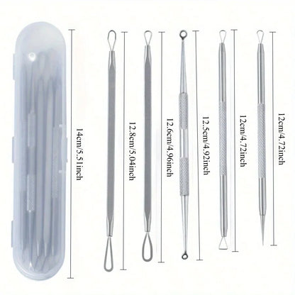 Stainless Steel Blackhead Remover Tool Kit | Professional Facial Cleanser Set with Storage Box