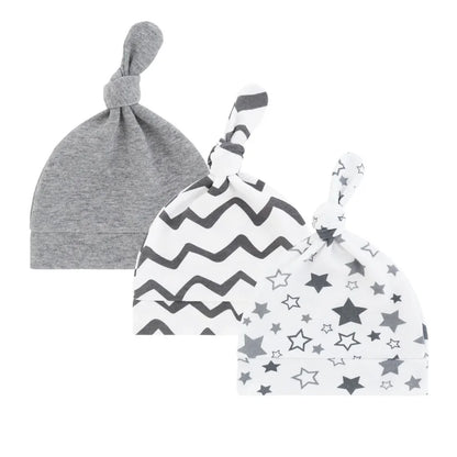 3Pcs Newborn Cotton Baby Beanie Hat Set | Cute Cartoon Infant Caps for 0-6 Months