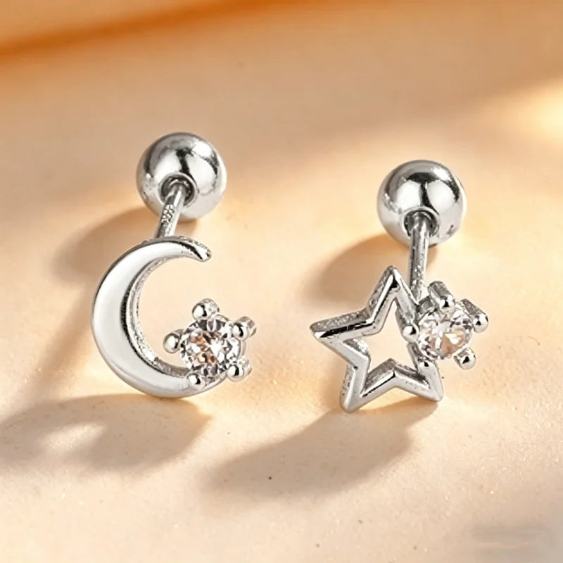 Heart Stud Earrings | Screw Back Cartilage Earrings for Women