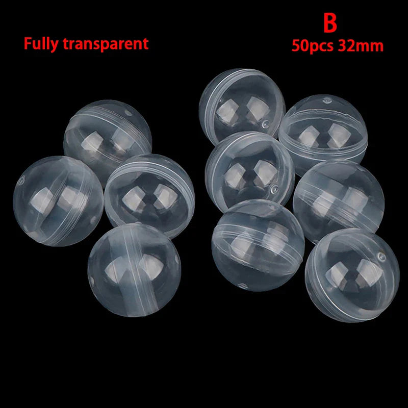 50pc Mini Clear Plastic Capsules | Gashapon Surprise Balls for Vending Machines & DIY Crafts