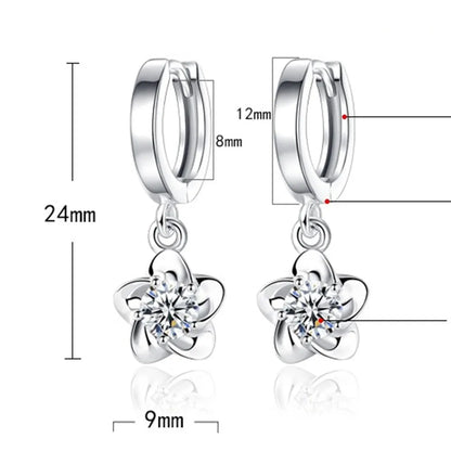925 Sterling Silver Hoop Earrings with Purple and White Zircon | Fine Jewelry Gift