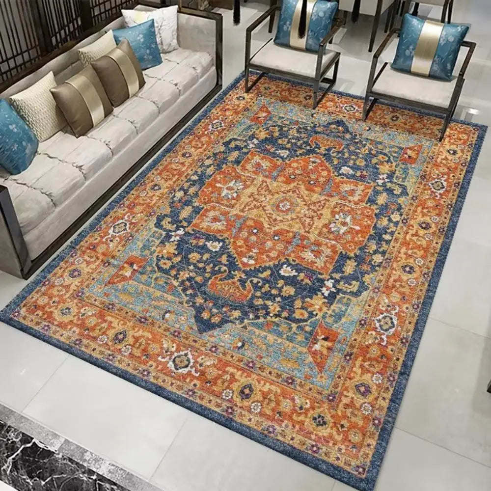 VIKAMA Alfombra nórdica grande para sala de estar, estilo retro, alfombra de dormitorio, decoración del hogar marroquí, sofá, mesa de té, alfombra de área grande