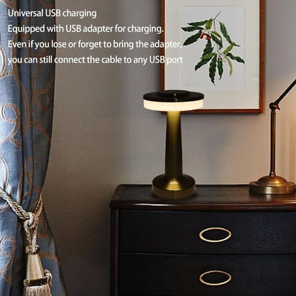 Metal Touch Table Lamp USB Rechargeable Portable Bedside Night Light for Bar