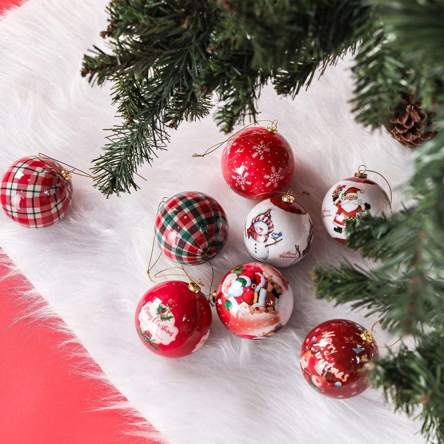 3 boules de Noël 8cm Cadeaux Originaux Décoration de Noël 2024 Décorations de Sapin de Noël Cadeau Pendentifs Boules