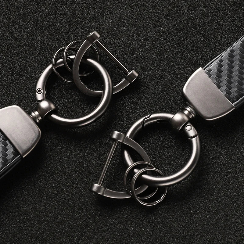 Carbon Fiber Style Keychain for Hyundai | Premium Microfiber Leather Key Ring